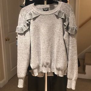 Topshop Gray Ruffle Sweater